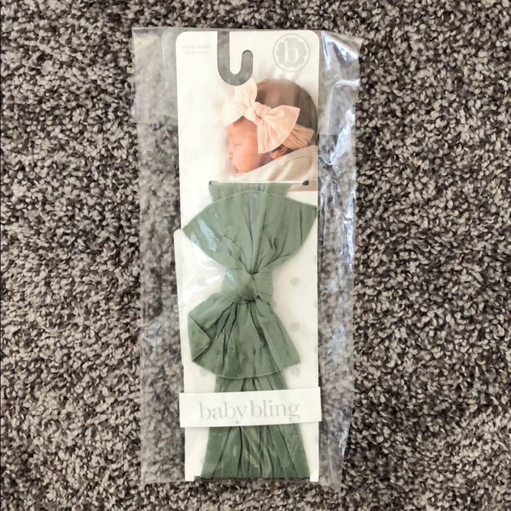 🆕Baby Bling sage green bow